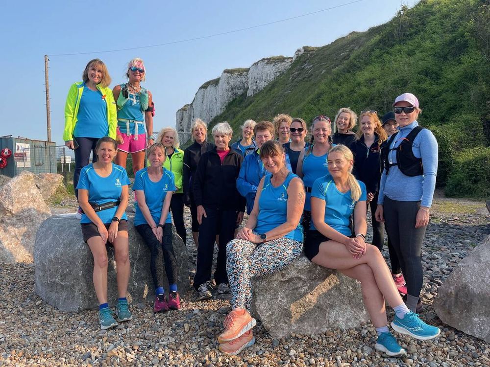 Jelly Legs members gathered together by the Kent coast